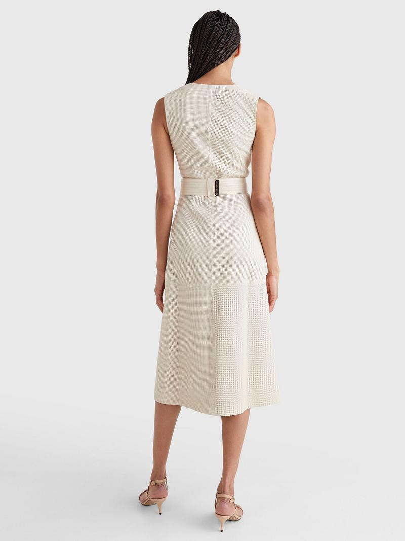 Női Tommy Hilfiger Bőr Utility Wrap Dresses Bézs | HU 99KOR